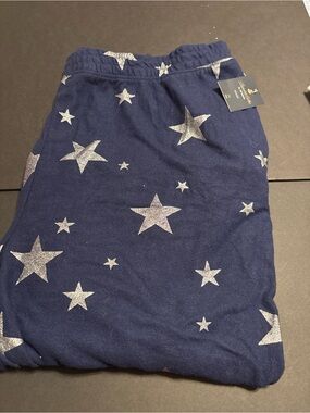 NWT BumbleBella by Jill Martin Graphic Jogger Pants - Navy Silver Stars - 2X